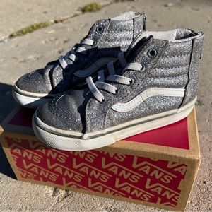 Vans SK-8 silver glitter high tops